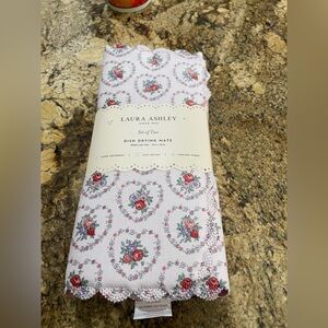 Laura Ashley Upwell Posies Heart microfiber kitchen dish drying mat set - NEW